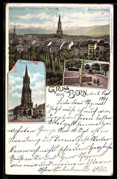 Cartoline postali: Litho Bern, Ortsansicht und Kathedrale – Usato da Berlin venduto da bartko-reher