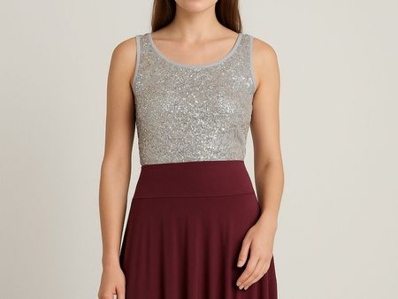 Top Gr S 36 38 Grau silber Pailletten Glitzer Party 35