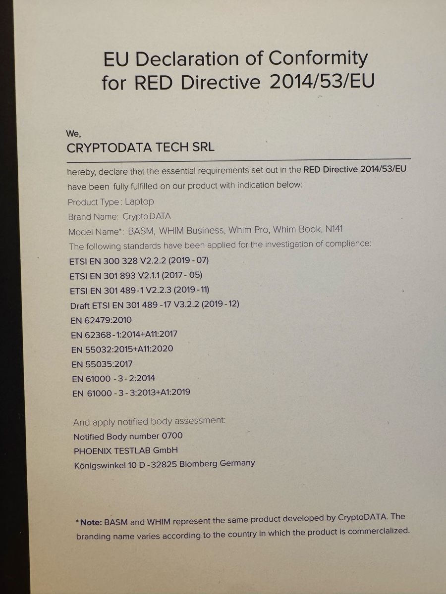 CryptoDATA BASM Laptop (Neuwertig) (Neu (gemäss Beschreibung)) in Safenwil  für CHF 299 – mit Lieferung auf Ricardo kaufen