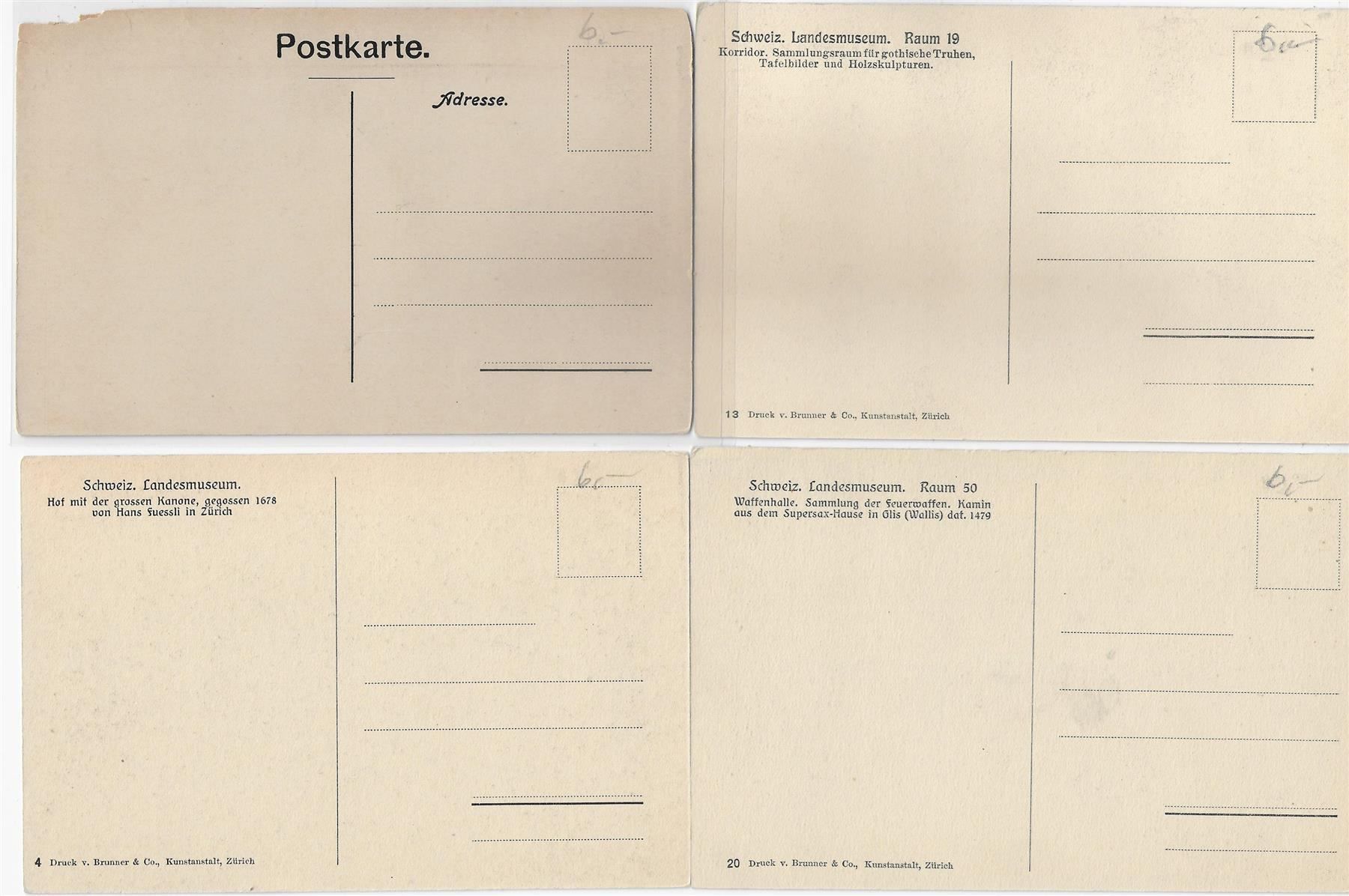 Cartoline postali: 4 AK Zürich Landesmuseum – Usato da Ettingen venduto da Kartenplanet 1