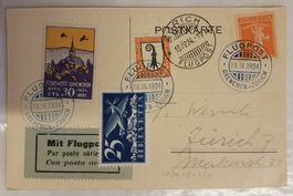 JB72) 1924, Flugpost Grenchen - Zürich, mit Vignette Lp