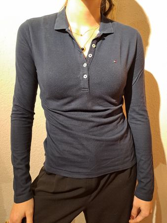 Polo Tommy Hilfiger noir, coupe Slim