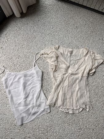 Karen Millen Silk Blouse Size 10 & Cami Set Cream