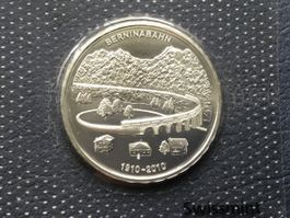 Sehr schöne 20 Franken Silbermünze BERNINABAHN 2010
