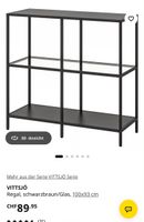 Regal IKEA VITTSJÖ schwarzbraun Glas 100x93 cm neuwertig