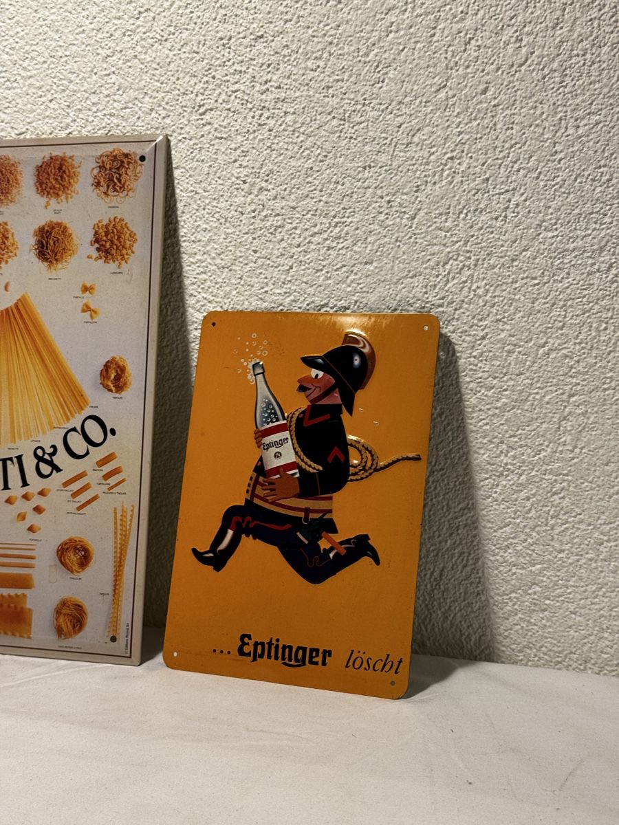 Insegne: 2er Set Vintage Blechschilder "Spaghetti“ & "Eptinger" – Usato da Stüsslingen venduto da leo_nzh6 2