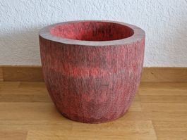 Grosser Vintage Blumentopf / Übertopf aus Holz Rosa