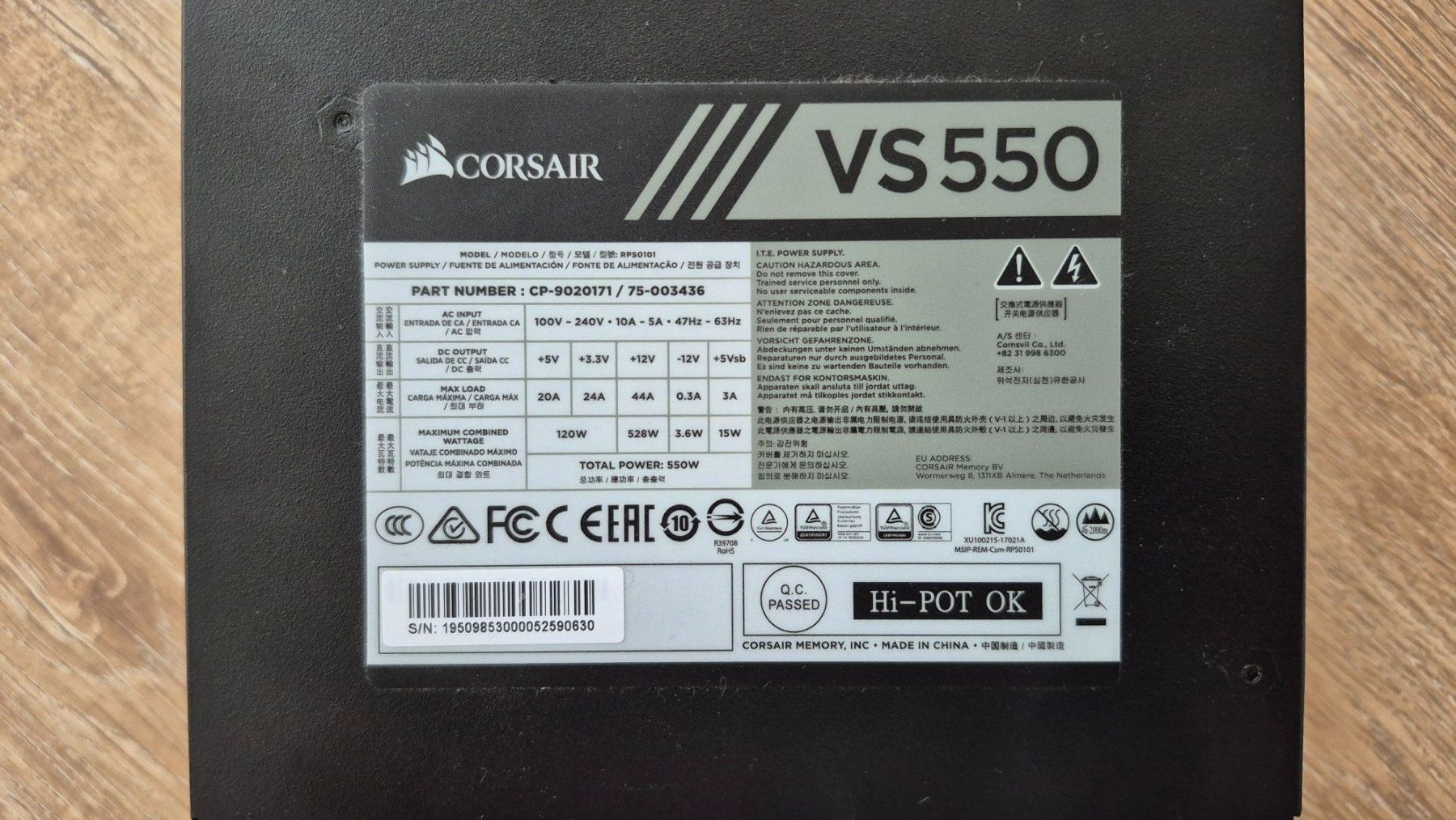Corsair Componenti elettronici: Corsair VS550 550W Netzteil – Usato da Basel venduto da marv16 1