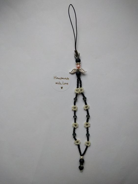 GORGECRAFT Handy-Anhänger Mit Schmetterling & Perlen – 25 Cm Armband, Schwarz
