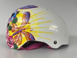 Bell Velohelm weiss mit Blumenmuster gebraucht