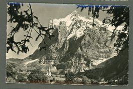 AK sw Grindelwald BE Kirche, Wetterhorn © Gyger ≈ 1951 