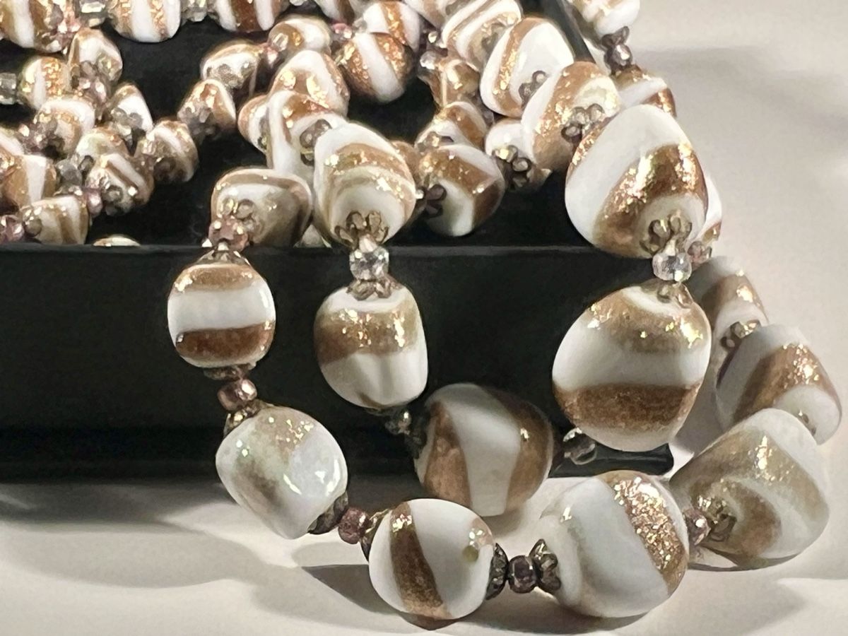 Murano Catenine: Collier Murano Blanc Doré Double Rang fait main, 50s – Usato da Genève venduto da DELIRBEADS 6