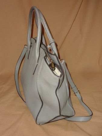 grand sac à main bandoulière en cuir gris DKNY pour femme