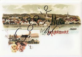Gruss aus MÄNNEDORF - (Top Lithoansicht um 1900 im Form. A4)