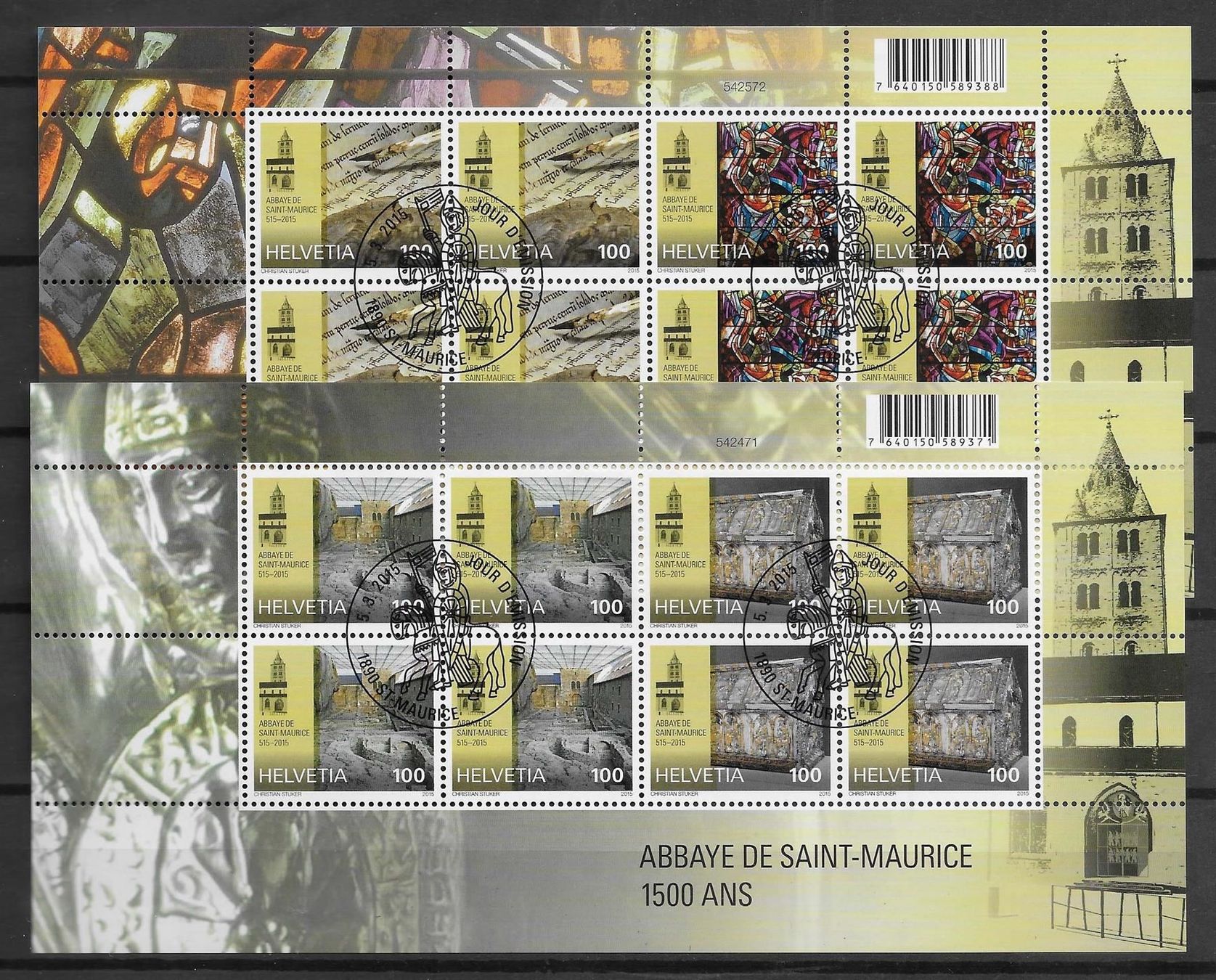 Alle Briefmarken: M1536 - Feuillet Abbaye St-Maurice 1.j. – Gebraucht aus Trélex von Phil_Albert