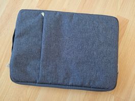 Laptoptasche grau mit Griffen und Fronttasche, 14-15 Zoll