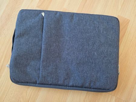 Laptoptasche grau mit Griffen und Fronttasche, 14-15 Zoll