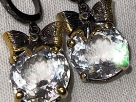 Natural IF Quartz SS925 & 14k Gold Vermeil Bows Earrings