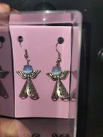 Ohrringe Engel silberfarben mit blauen Perlen, angel dust