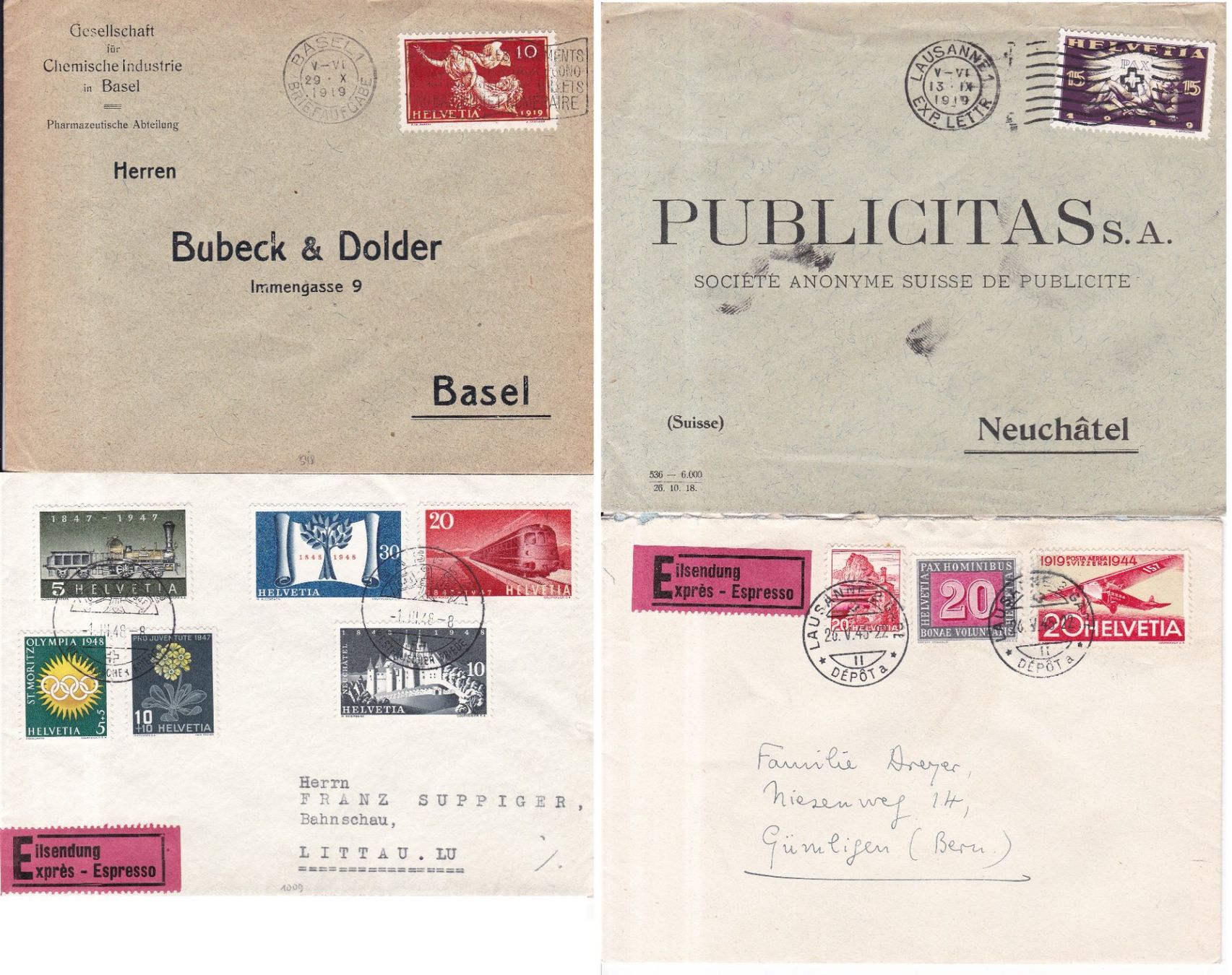 Alle Briefmarken: 30 Stk. Alte CH Briefe, Postkarten, Belege – Gebraucht aus Münchwilen AG von Nesar 2