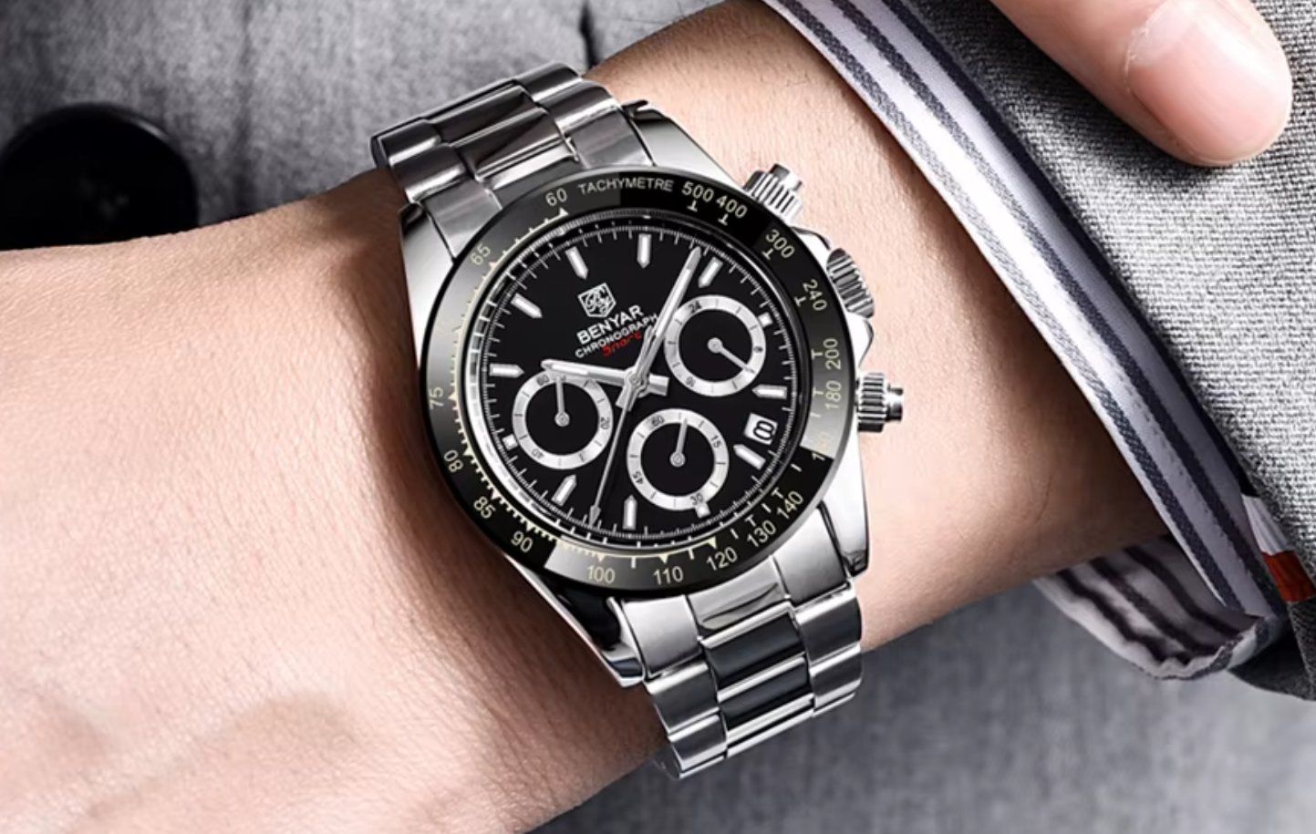 Orologi: Montre Benyar Chronographe - Élégante et précise ! – Nuovo e nell'imballaggio originale da Biel/Bienne venduto da Joridel7 2