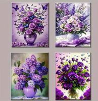 Diamond Painting 4 verschiedene Rosen Flieder-24-Teil-226