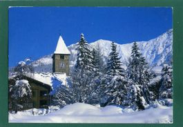 Klosters, Kirche im Winter, 1988, gelaufen, Grossformat