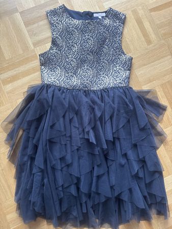 Festliches Kleid mit Tüll, schwarz/gold, Grösse 140