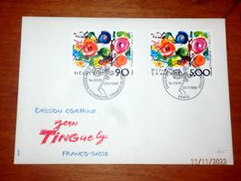 Brief: FDC, Jean Tinguely, CH / Frankreich, 1988, Kat.60.00