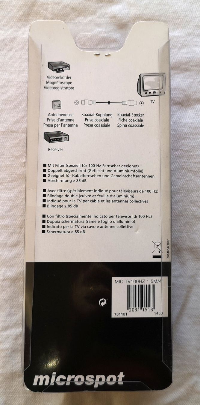 Microspot Cavi: NEU Antennennkabel 1,5 m "microspot" mit Störungsfilter – Nuovo e nell'imballaggio originale da Baldegg venduto da Manda61 1