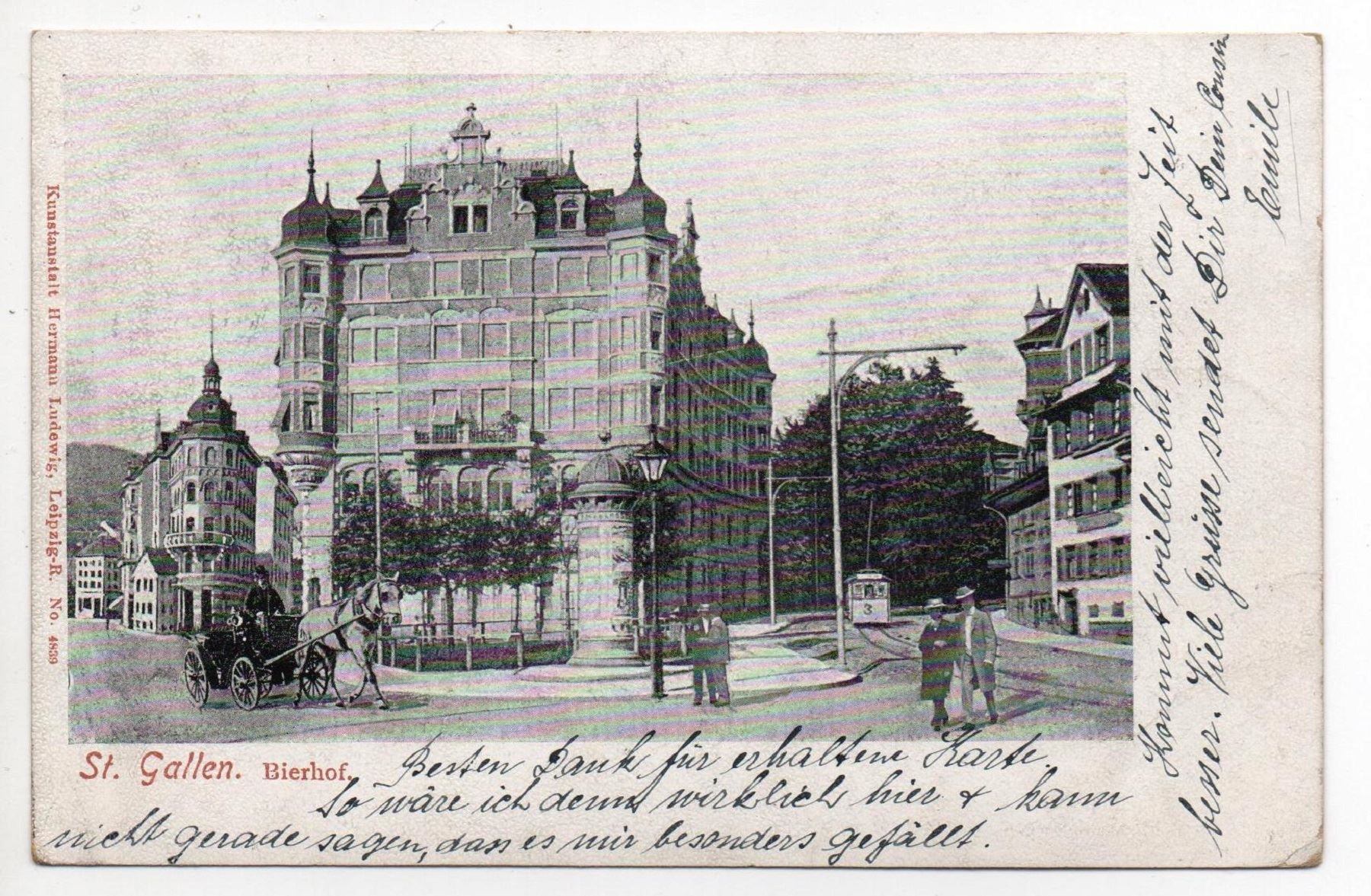 Ansichtskarten: ST. GALLEN Bierhof - Pferde-Kutsche - Tram – Gebraucht aus Jona von philajona