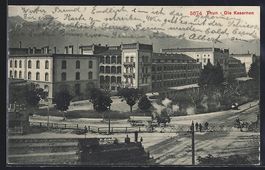 AK Thun, Fuhrwerk an den Kasernen, 1908