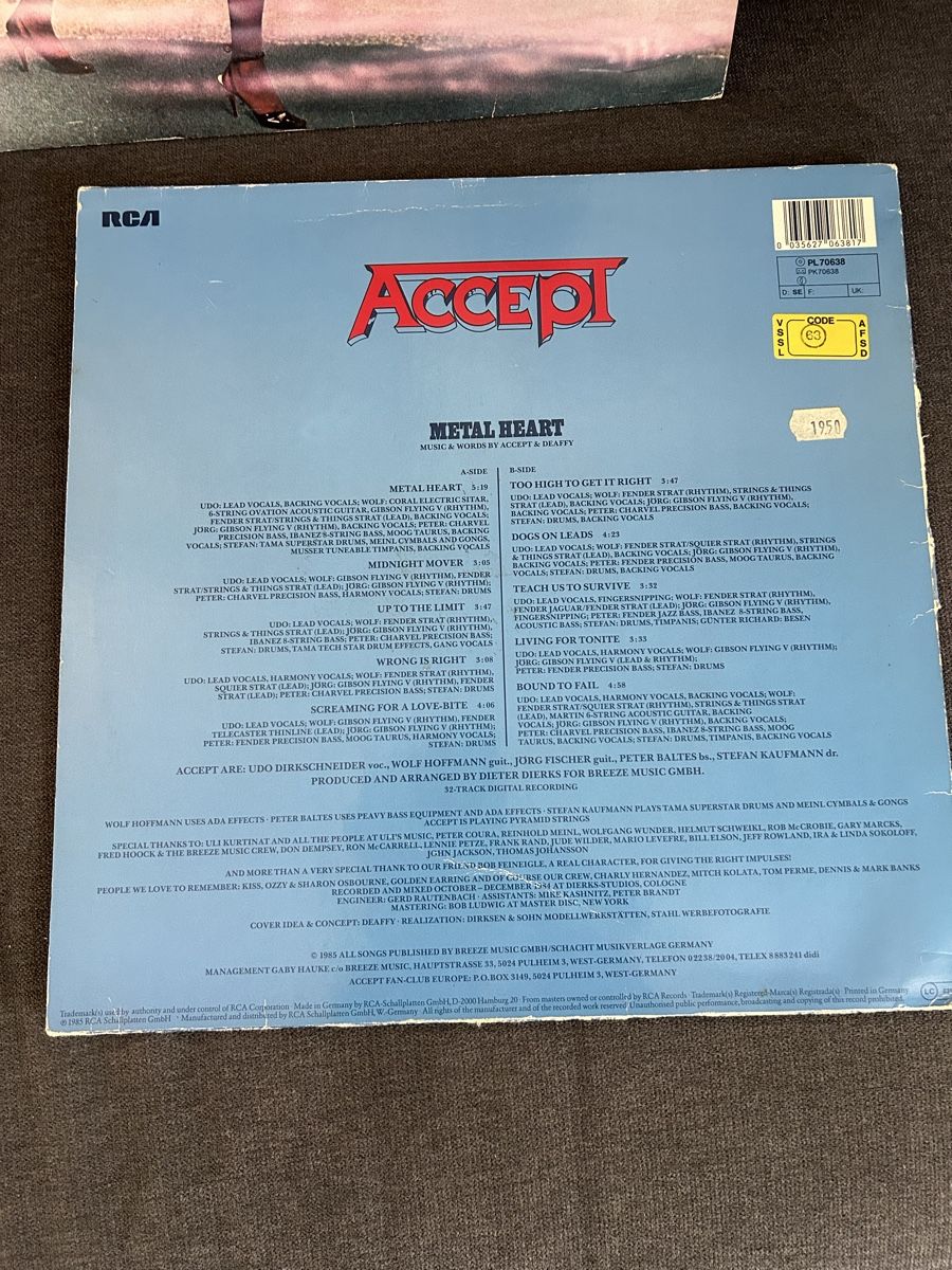 Vinyles: Original LP Vinyl Accept Sammlung  – D'occasion à Trimbach par RAMM-STEIN 1