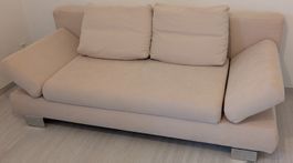 Sofa Stoff beige mit Schlaffunktion akzeptabler Zustand