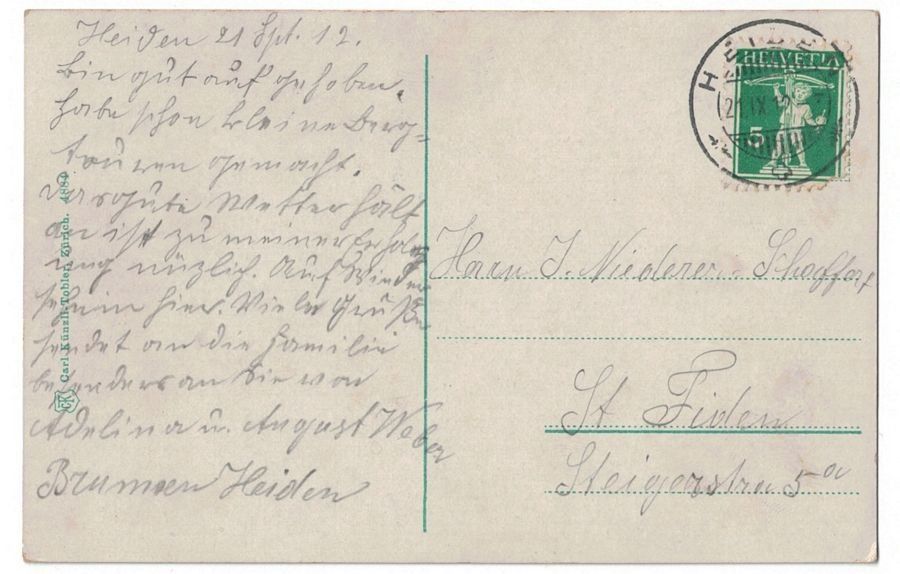 Ansichtskarten: Heiden, gelaufen 1912 – Gebraucht aus Frauenfeld von POML 1