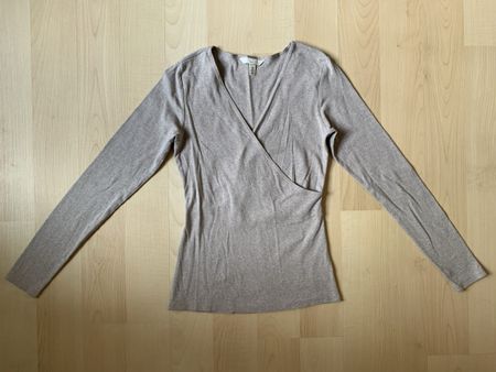 H&M Mama Nursing Wrap Long-Sleeve Top, Size S, Beige