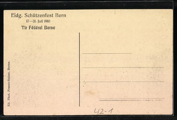 Cartoline postali: Bern, Eidg. Schützenfest 1910, Festhüt – Usato da Berlin venduto da bartko-reher 1