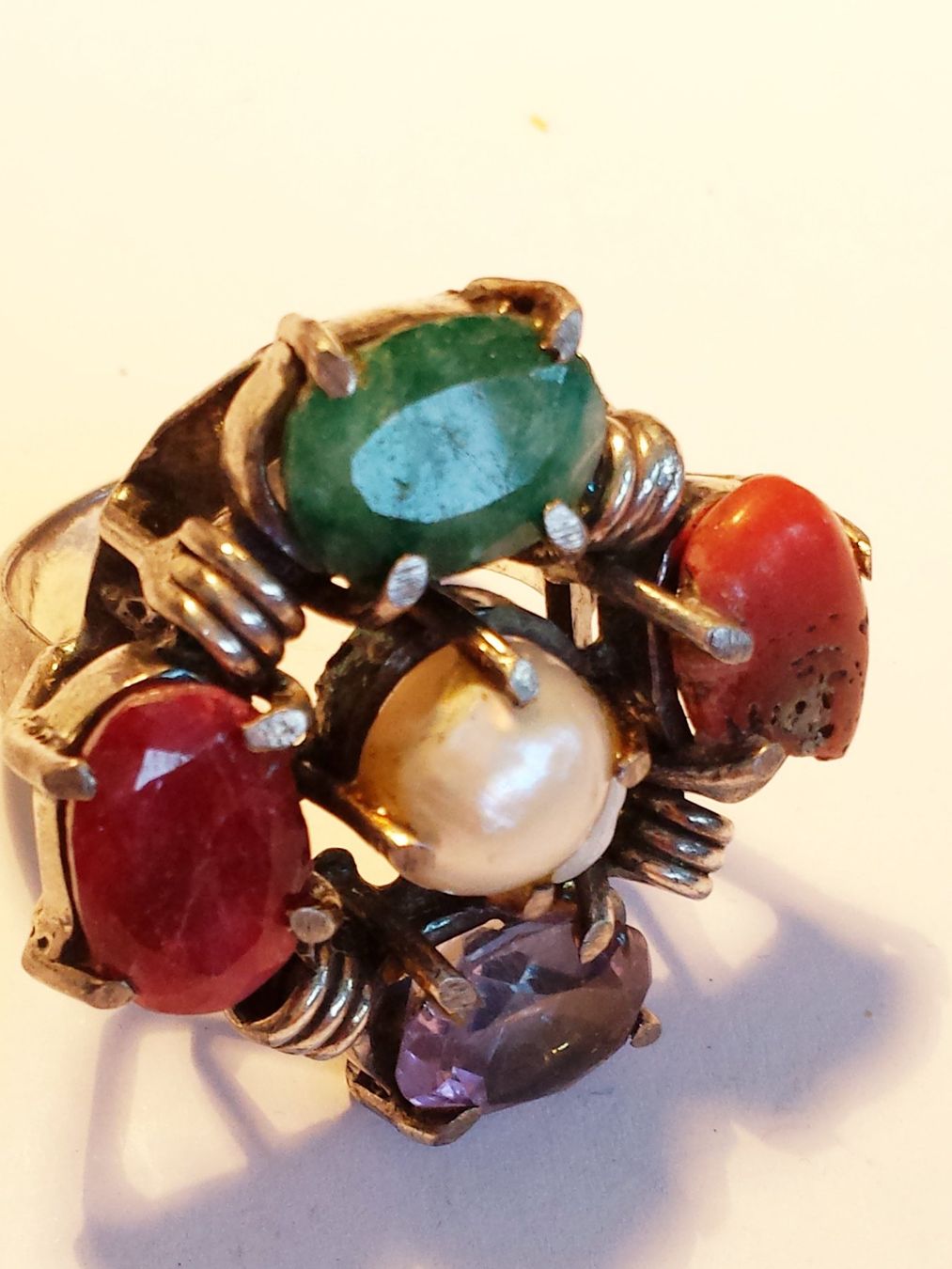 Anelli: Ring mit Edelsteinen und Perle 925 Silber – Nuovo (secondo la descrizione) da Zürich venduto da benedikt12 6
