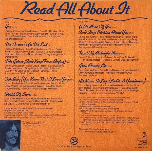 Vinyles: Harrison George: Extra Texture (Read All About It) LP – Neuf (Voir description) à Steinhausen par Vilivinili 1