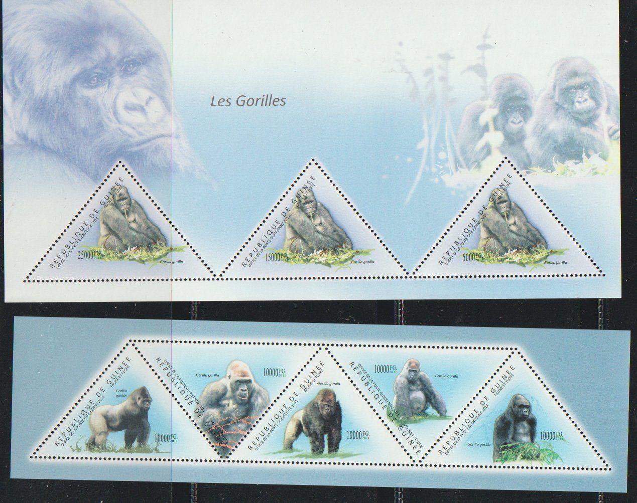 Tutti i francobolli: Timbres Gorilles Afrique 4 séries – Nuovo e nell'imballaggio originale da Crans-Montana venduto da kira56 1