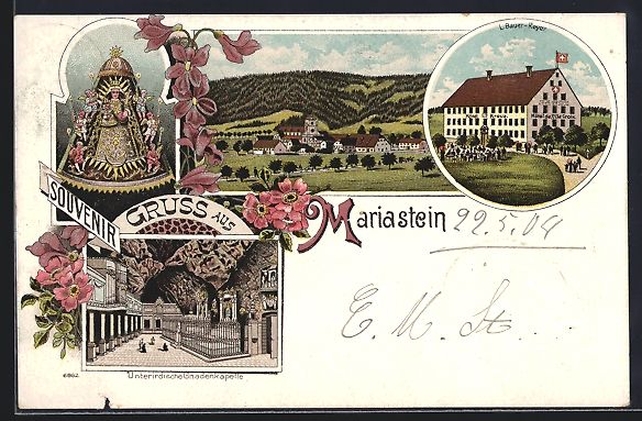 Ansichtskarten: Litho Mariastein, Ortsansicht, Hotel Kre – Gebraucht aus Berlin von bartko-reher