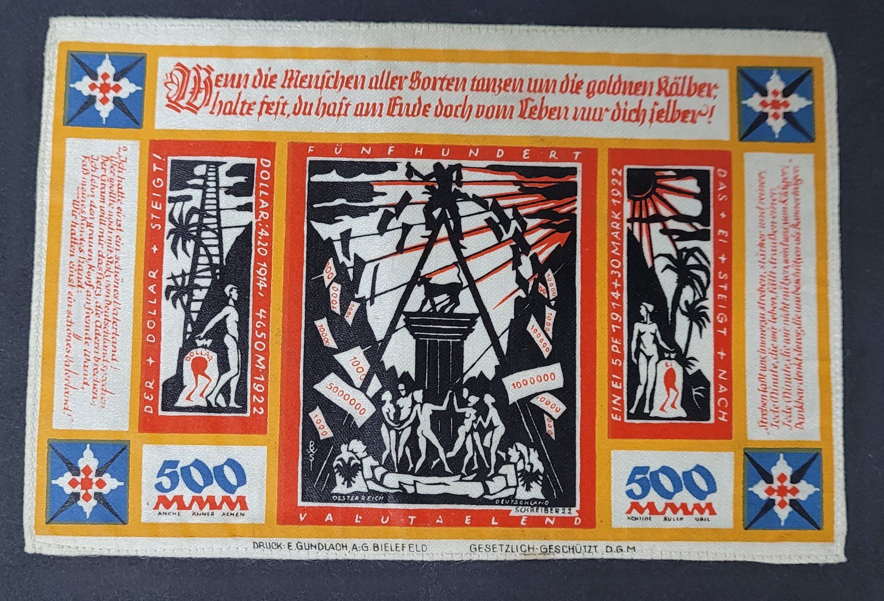 Banknoten: 500 MARK / BIELEFELD 1922 (SEIDE) – Gebraucht aus Mumpf von antonio_schweiz_961 1