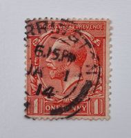 Briefmarke GB King Edward mit Stempel 1914