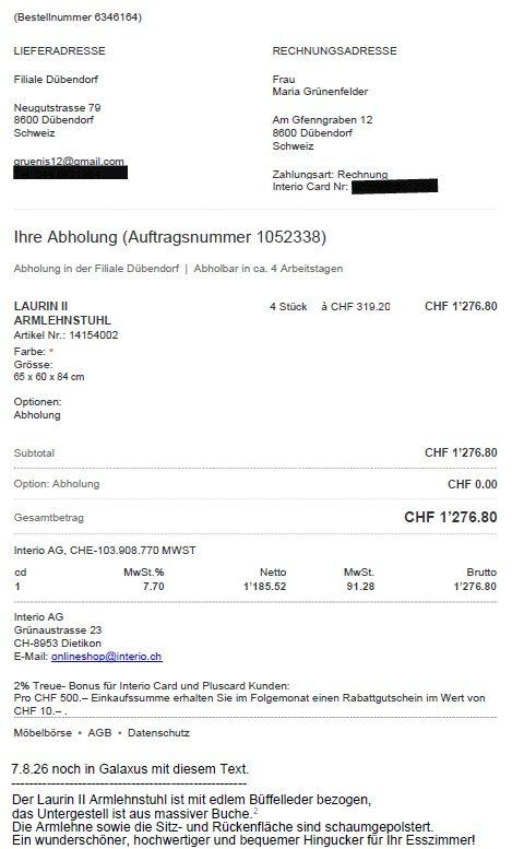 Interio Chaises: Esszimmerstühle 4x Büffelleder – D'occasion à Dübendorf par gruenis12 3