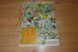 Plakat, Werbung, Comic, Hasler Posttarife ab 1984,W.Nydegger