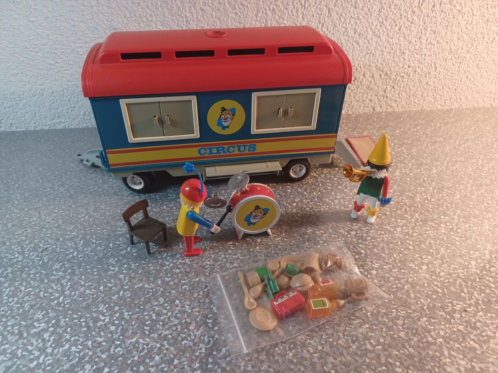 Playmobil 3477 Cirque – Caravane Roulotte Et Clowns De 1982 – Complet Et TBE