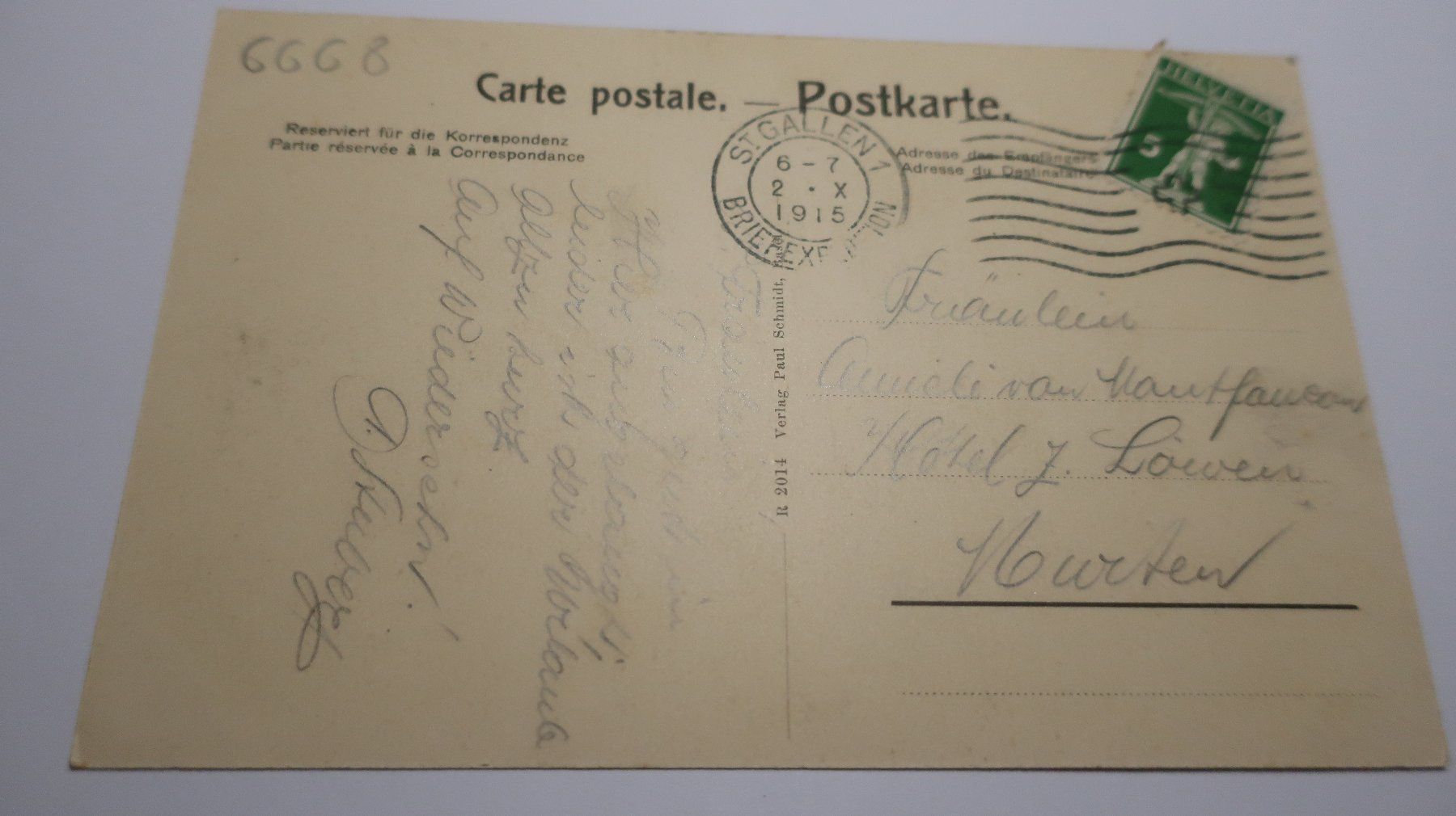 Cartoline postali: St. Gallen Westquartier mit Blick auf Säntis  1915 – Usato da Cormoret venduto da Pascalll2001 4