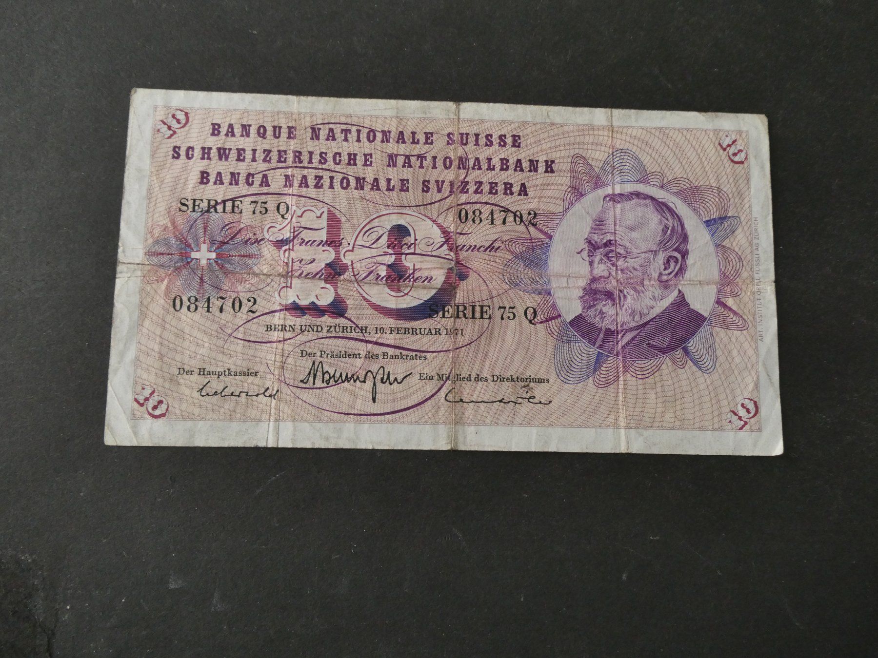 Banconote: Schweiz 1973, 10 Franken – Usato da Hinterforst venduto da Rohusri