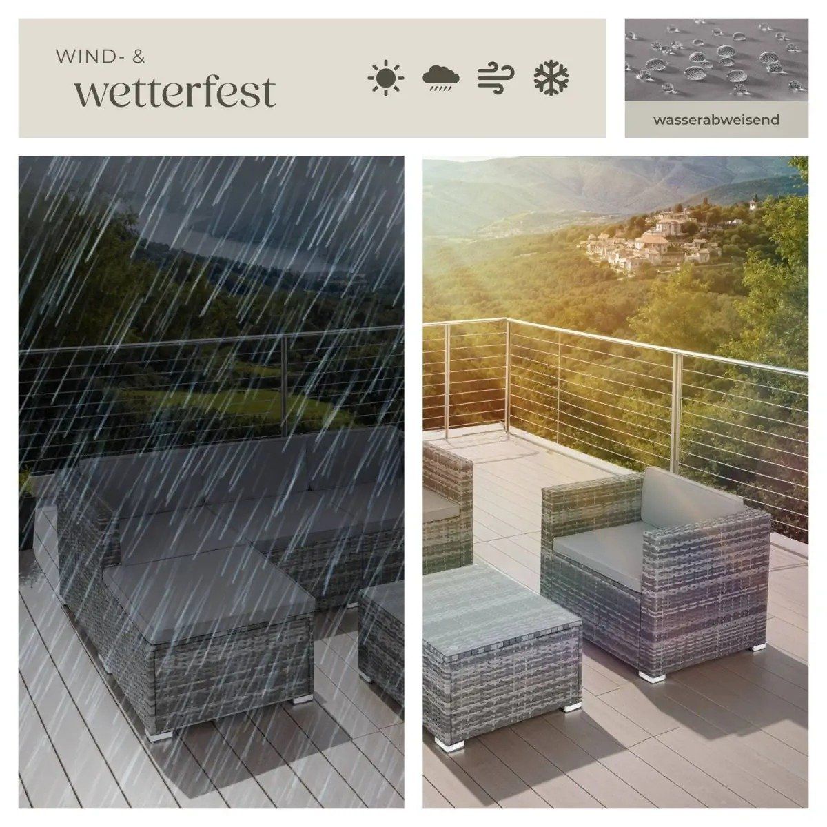 Set de table et chaises: Rattan Lounge mit Sessel Gartenmöbel Set BELVANO – Neuf avec emballage d'origine à Lachen SZ par sw3zzy 1