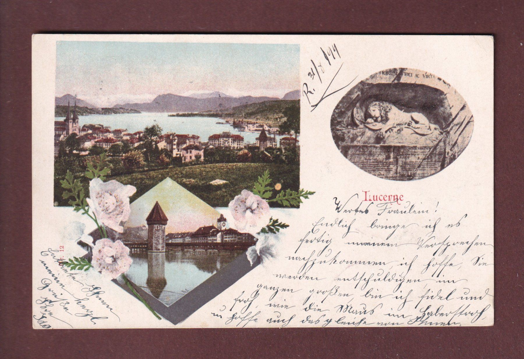 Cartoline postali: LUCERNE - 3 images - 1899 – Usato da Pully venduto da nicecards